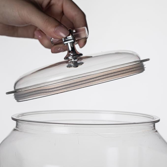 101oz Plastic Food Storage Jar with Airtight Seal Lid, Square Kitchen Counter Container for Cookies, Candy, Pasta, Dry Goods for Pantry Organization，3L