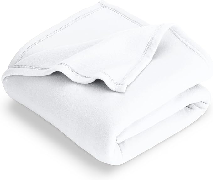 Bare Home Polar Fleece Blanket - King - White - Warm & Cozy - Premium Fleece - Throw for Bed, Sofa, Camping, Travel and Cold Nights - Lightweight Blanket (King, White)