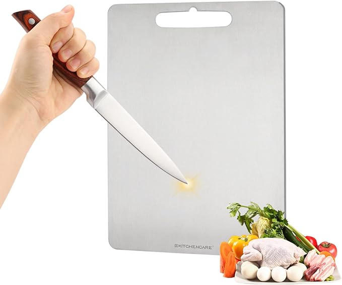 100% Pure Titanium Cutting Boards for Kitchen,2-in-1 Smooth Side & Textured Side For Cutting Meats, Double-sided Titanium Cutting Board Fruits And Vegetables, for Kitchen Outdoor Holiday Gifts(12x9)
