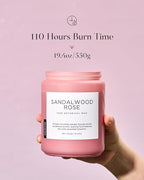 M&SENSE Sandalwood Rose Scented Candle 19.4oz 110 Hours Long Lasting Burn Natural Soy Wax Strong Scented Candle for Home, 2 Wick Home Fragrance Slow Burning Housewarming Gifts for Men Women