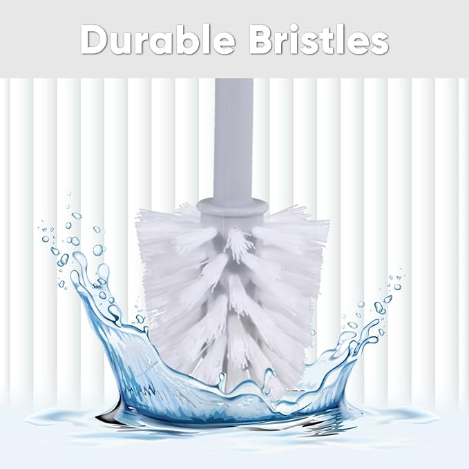 Superio Decorative Plastic Toilet Bowl Brush and Holder Set, Cleaner Scrubber for Bathroom (2, Brown)