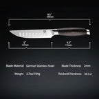 WILDMOK 5 Inch Steak Knives Set of 4, Ultra Sharp Steak Knives Kitchen Knives Set, German Stainless Steel Steak Knife Set Black Pakkawood Handle with Gift Box