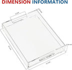 Acrylic Serving Tray with Handles-16x12x2.36Inch-Decorative Tray Letter Tray Organizer for Ottoman Coffee Table Countertop, Clear