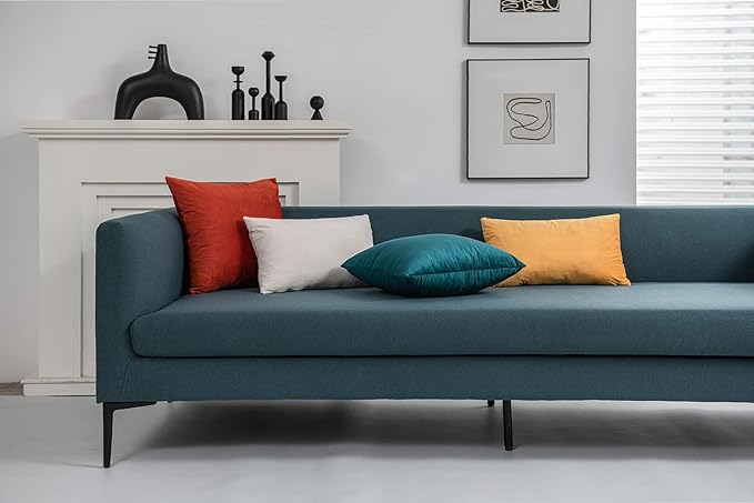 Throw Pillow Cases 18x18 Teal: 2 Pack Cozy Soft Velvet Square Decorative Pillow Covers for Farmhouse Home Decor