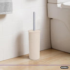 Superio Ribbed Collection - Eco-Friendly Decorative Plastic Toilet Bowl Brush and Holder Set, (1 Pack) Cleaner Scrubber for Bathroom