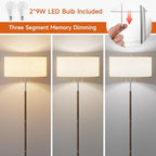 2-Light Floor Lamp, Mid Century Floor Lamp with Beige Lampshade, Standing Lamp Tall Lamp for Living Room Bedroom, 3 Color Temperatures 9W Bulb Include