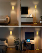 Lightdot 64.6IN Gold Floor Lamp Dimmable Linen Shade LED Floor Lamps with 3000K Soft Warm White for Wedding/Party, Modern Tall Lamp for Living Room/Bedroom (Bulbs Included)