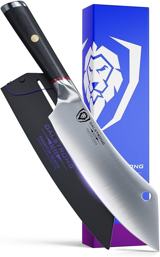 DALSTRONG Hybrid Cleaver & Chef Knife - 8 inch - Phantom Series - 'The Crixus' - Japanese High-Carbon AUS8 Steel Kitchen Knife - Pakkawood Handle - Cooking Knife - Meat Cleaver Knife - Sheath Included