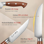 HEZHEN 5.3 Inch Steak Knives, Non Serrated Steak Knife Set of 4, German Steel Steak Knife Set,Professional Straight Sharp Edge Knives - Full Tang Ergonomic Handle