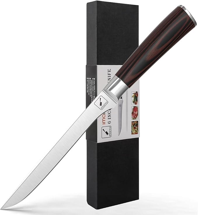 imarku Boning Knife, 6 Inch German High Carbon Stainless Steel Fillet Knife, Perfect for Meat Cutting, Pakkawood Handle, Gifts for Women and Men