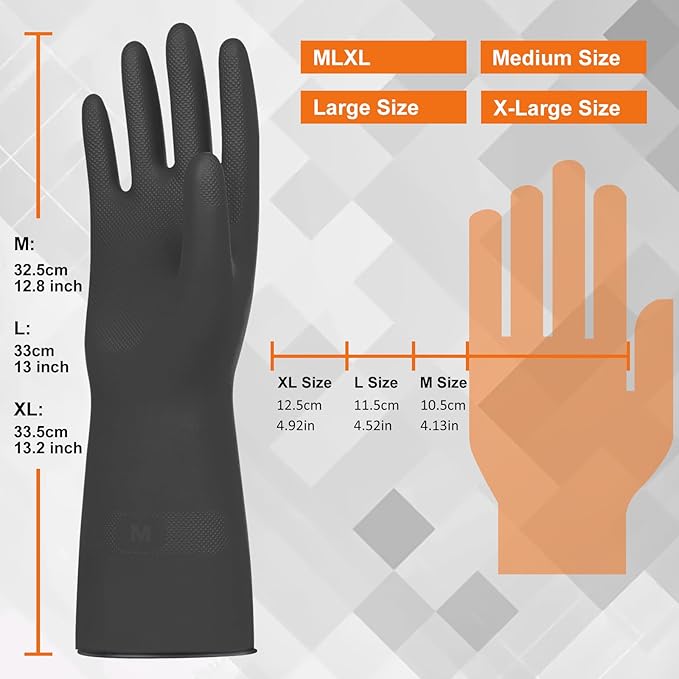 Beieverluck 10 Pairs Chemical Resistant Gloves Large Rubber Cleaning Gloves Heavy Duty Dishwashing Gloves Protective Safety Work Gloves, Medium