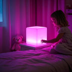 Mr.Go 12-inch Rechargeable Magic LED Light Cube Stool with Remote Control Fun Mood Lamp Soothing Night Light Decorative Lighting for Home Kids Bedside Bedroom Nightstand Nursery Pool Party