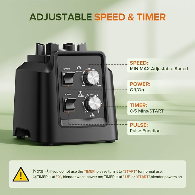 Blenders for Kitchen, Smoothie Blender - Professional Countertop Blenders with 68oz Dishwasher-Safe Pitcher, Ice Crusher for Frozen Drinks & Smoothies, BPA Free, Black