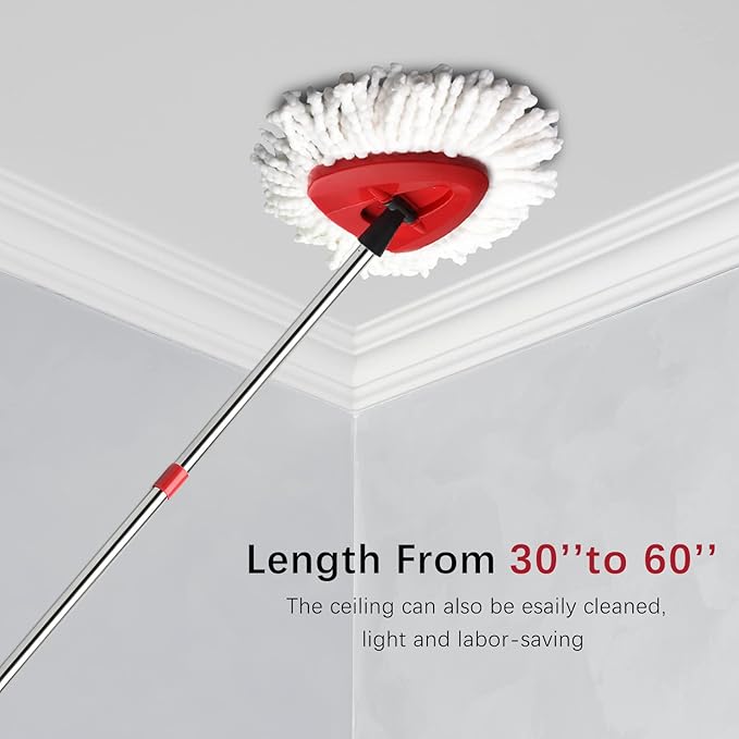 4-Section Spin Mop Replacement Handle- 2.5-5 Foot Mop Handle Replacement Stick Only Compatible with O Cedar Mop EasyWring (Mops Head & Base Not Included)