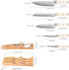 NANFANG BROTHERS Damascus Kitchen Knife Set,6 Pieces Drawer Knife Set,ABS Ergonomic Handle for VG10 Steel Professional Chef Knives Set with Block
