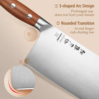 HEZHEN Cleaver Knife 7.1 inch, German 1.4116 Steel & Ergonomic Red Wood Handle, Sharp Meat Cleaver for Meat Cutting Vegetable Slicing