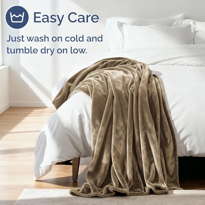 Ultra Soft Fleece Blanket King Size - Flannel Fleece Luxury King Blanket - Lightweight for Couch Bed Chair - Thick, Warm and Breathable - All Season Cozy Fuzzy, Anti-Static Microplush Bedding, Camel