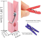 DurReus Sturdy Clothes Pegs Clamps DIY Craft Mini Colored Wood Clothespins Clip Holiday Christmas Cards with Twine Pack 50 Yellow