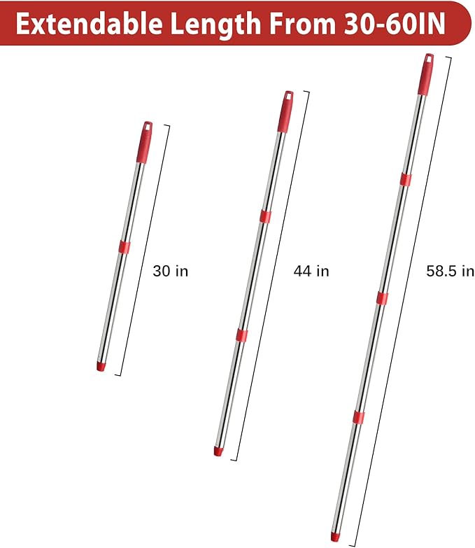 4-Section Spin Mop Replacement Handle- 2.5-5 Foot Mop Handle Replacement Stick Only Compatible with O Cedar Mop EasyWring (Mops Head & Base Not Included)