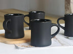 harebe Retro Coffee Mug Set of 4, 10 OZ Heavy Classic Ceramic Diner Cups Set with Handle for Coffee, Tea, Cocoa, Milk, Latte（Black）