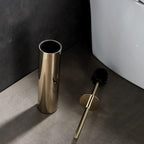 Freestanding Luxury Toilet Brush 304 Stainless Steel Toilet Brush and Holder 19-Inches Tall Round Rust Resistant Anti-Odor and Easy to Clean with Polished Gold Finished