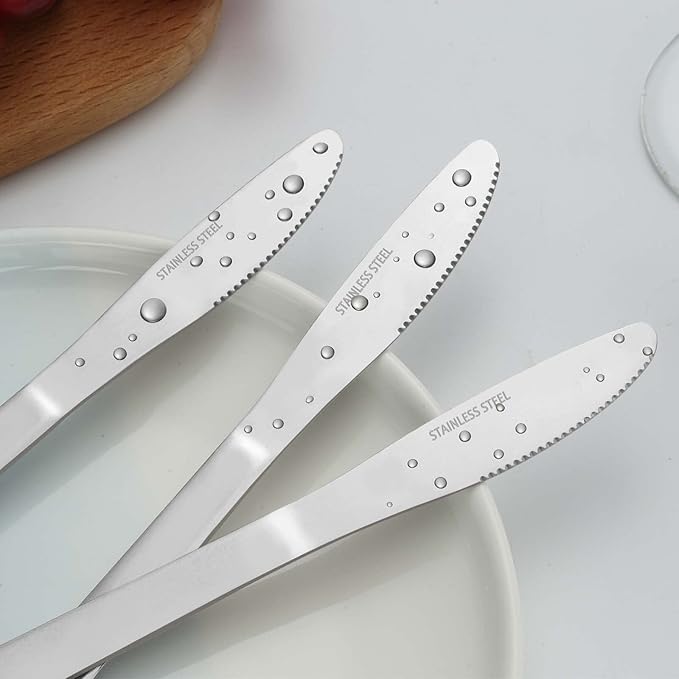 24 Pieces Dinner Knives Set, 8.1" Inches Table Knives Set, Durable Butter Knife, Food Grade Stainless Steel Dinner Knife, Cost-effective Silverware Set - Mirror Polished, Dishwasher Safe