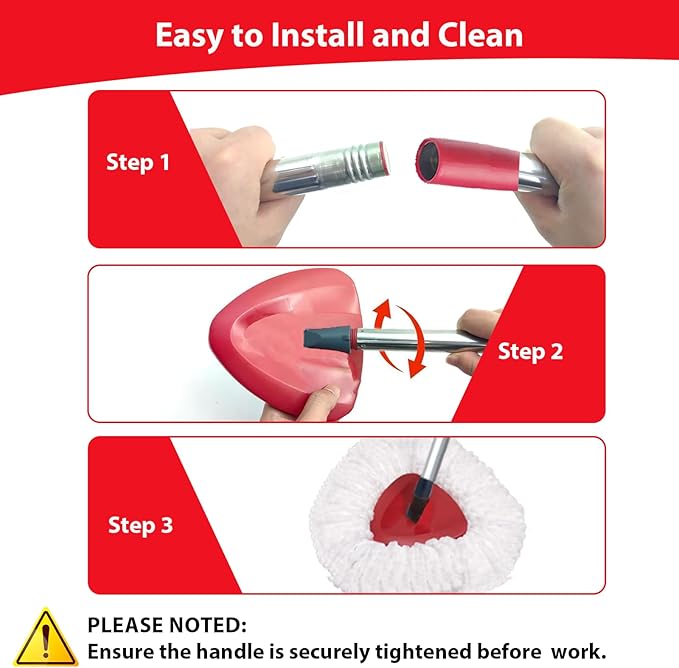 Spin Mop Replacement Head Compatible with O-Cedar EasyWring 1 Tank, 2 Microfiber Mop Refills, 30-58" Handle and 1 Base Set Combo (White,1 Tank System)