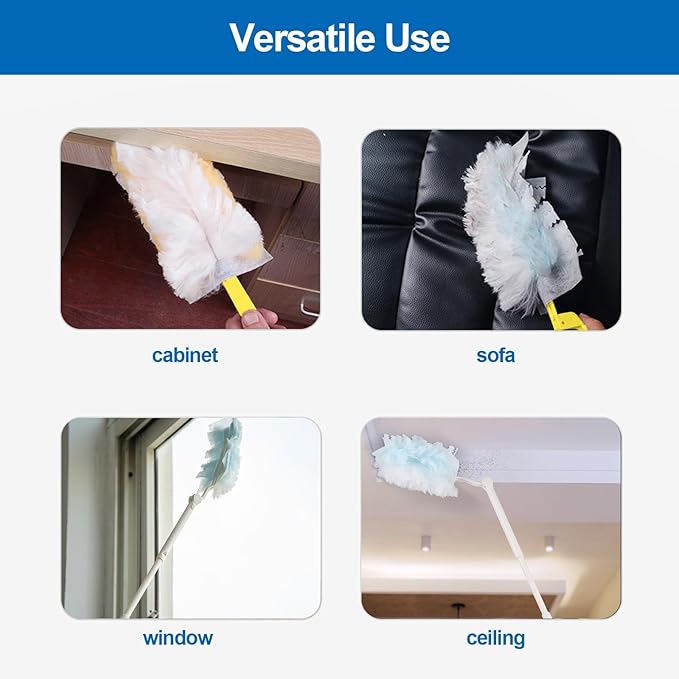 Replacement Handles Compatible with Swiffer Duster Refill, Swiffer Duster Extended Handle,Foldable & Extendable Dust Handle Only(White 3pcs)