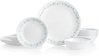 Corelle Vitrelle 18-Piece Service for 6 Dinnerware Set Triple Layer Glass and Chip Resistant, Lightweight Round Plates and Bowls Set, Country Cottage