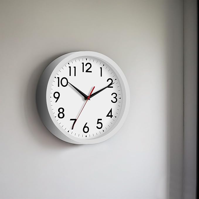 12 Inch Wall Clock Silent Non-Ticking Battery Operated Analog Clock Decorative for Office Kitchen Outdoor Living Room Classroom Bedroom Bathroom School(Black)