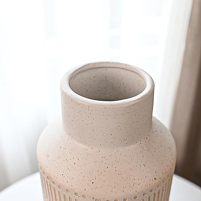 Farmhouse Large Ceramic Vase for Living Room Bedroom 15.75'' Flower Vase for Fake Plant Home Decor Office Table Shelf Fireplace Centerpieces Retro Vintage Classic Modern Rustic