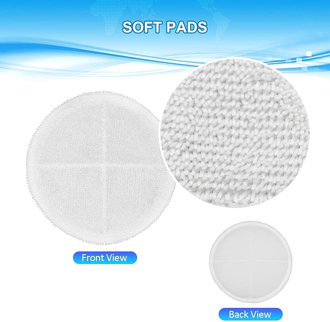 6 Pack Mop Pads Replacement Compatible with Bissell Spinwave Mops 2124 2039 2037 2039A Series Steam Mop Pads for Bissell Spinwave Hard Floor Cleaning Kits 2 Soft Pads, 2 Scrubby and 2 Heavy Scrub Pads