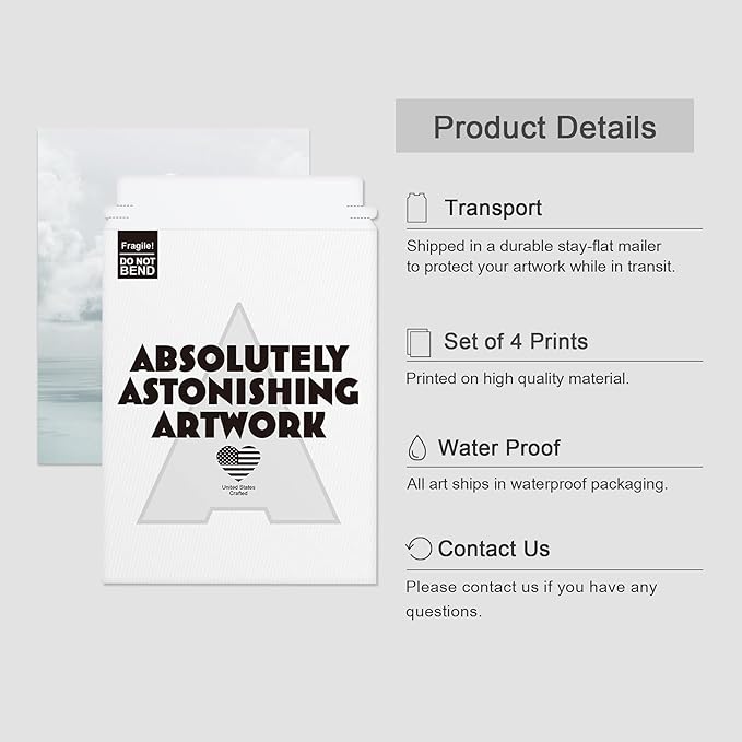 SIGNWIN Poster Bathroom Decor 8"x10"x 4, Wall Art Room Decor Multicolor for Living Room, Bedroom, Office White Nautical Ocean Sea Beach Grass Seagull Landscape Nature Wilderness Realism Landscape