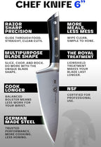 Dalstrong Chef Knife - 6 inch - Gladiator Series Elite - Forged High Carbon German Steel - Razor Sharp Kitchen Knife Gift - Full Tang - Black G10 Handle - Sheath Included - NSF Certified