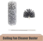 Ceiling Fan Cleaner Duster with Extension Pole, Washable Cleaning Duster Kit with 2 Duster Heads, Cobweb Duster, Corner Brush, 21-100 Inch Long Telescoping Pole
