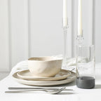Stone Lain Mirella 32-Piece Dinnerware Set Stoneware, Borosilicate Glass, Beige