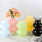 JSPYFITS Glass Hydroponic Flower Vase, Double Balls Colored Glasses Bubble Vases for Flower, 7 Inches Glass Funky Vase for Home/Office/Weddings/Party Table Flower Décor (Milky Green)