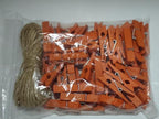 DurReus 50 Pieces DIY Mini Color Wooden Clothespins Home Decoration Hanging Craft Clips Photo Holder Paper Peg Jute Twine Clothing Line Orange