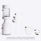 Beast Mega 1200 | Premium Countertop Blender | Smoothies, Shakes, Sauces, Dips, Soups | Blends Ice and Frozen Fruit | Includes Extra Lids and Straw System | 1200W | (Cloud White, 120V)