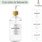 Dish Clear Glass Soap Dispenser with Plastic Pump, 16 Oz Transparent Dish Soap Dispenser Set Refillable Reusable Apothecary Soap Pump Dispenser Bottles for Bathroom and Kitchen