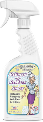 Grandma's Secret ReFresh N ReWear Spray - Instantly Removes Wrinkles & Odors - Wrinkle Release, Fabric Refresher Spray, Chlorine, Bleach and Toxin-Free - 16 Ounce