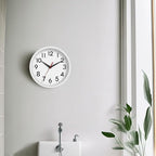 12 Inch Wall Clock Battery Operated Silent Non Ticking Analog Modern Decorative for Office Kitchen Outdoor Living Room Classroom Bedroom Bathroom School(White)
