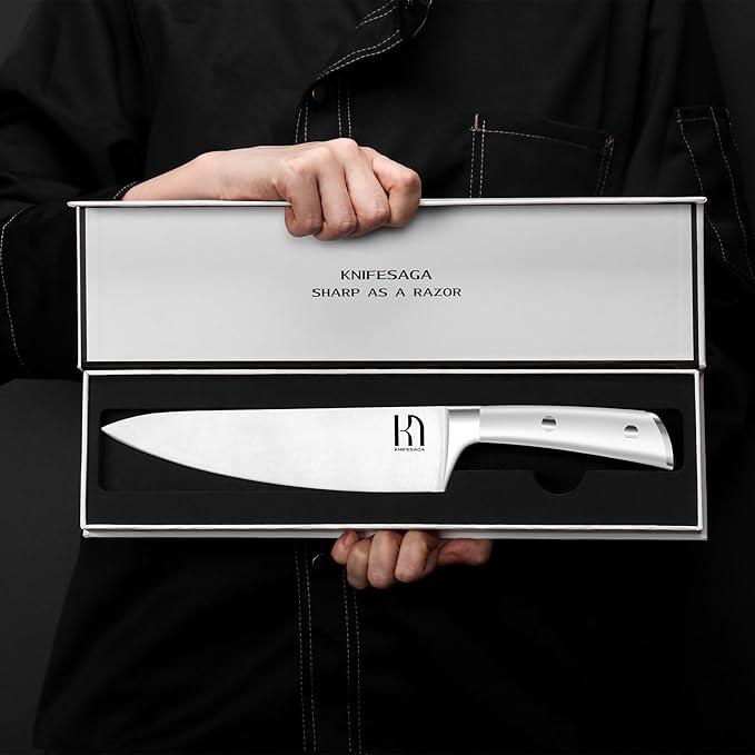 Japanese Chef Knife 8 Inch Professional for Kitchen, High Carbon Stainless Steel Chopping Knife for Vegetable, Razor Sharp Cooking Knife for Meat Cutting with Full-tang Handle