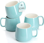 Teocera 16oz Ceramic Coffee Mugs Set of 4 – Stackable Latte Cups, Microwave, Dishwasher & Oven Safe – Ideal for Coffee, Cappuccino, Hot Chocolate, Housewarming Gifts, Turquoise