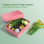 rhinocats Mini Vase Magnets for Fridge, Cute Magnetic Ceramic Vases for Refrigerator Kitchen Locker Office (4 Pack)