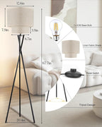 Lightdot Black Tripod Floor Lamp, Modern Floor Lamps for Living Room, Standing Lamp with Dual Drum, E26 Bulb Included, 67.7" Tall Floor Lamp for Bedroom, Home Office