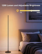 Corner Floor Lamp, Smart RGBICW LED Corner Lamp with App and Remote Control, 16 Million DIY Colors, Music Sync, Modern LED Floor Lamp for Living Rooms, Bedrooms, and Gaming Rooms