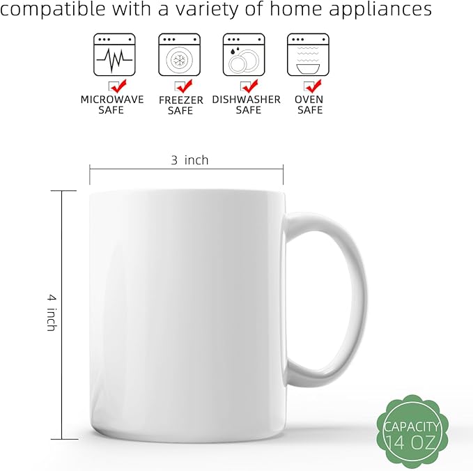 Chulan Bone China Coffee Mugs, 14oz White Coffee Mugs Set of 2, Over 45% Bone Content Ceramic Mug for Cocoa, Lightweight Break Resistant Porcelain Latte Mugs with Large Handle, Dishwasher ＆ Oven Safe