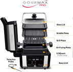 Foodgenie Gourmax Pro One Cooking Device - All-in-One Oven, Smokeless Grill, Air Fryer, Griddle, Cooker & More – 16 Preset Functions, Smart Temperature Control, Dual Surface, Dishwasher Safe, 1500W