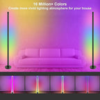 Led Floor Lamp,RGB LED Corner Lamp with App and Remote Control, Smart Modern Floor Lamp with 16 Million DIY Colors, DIY Modes and Music Sync, Standing Lamp for Living Room, Bedroom